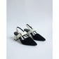 Pointed-Toe Slingback Chunky Pumps