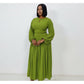 Plus Size Balloon Sleeve Pleated Midi Dress
