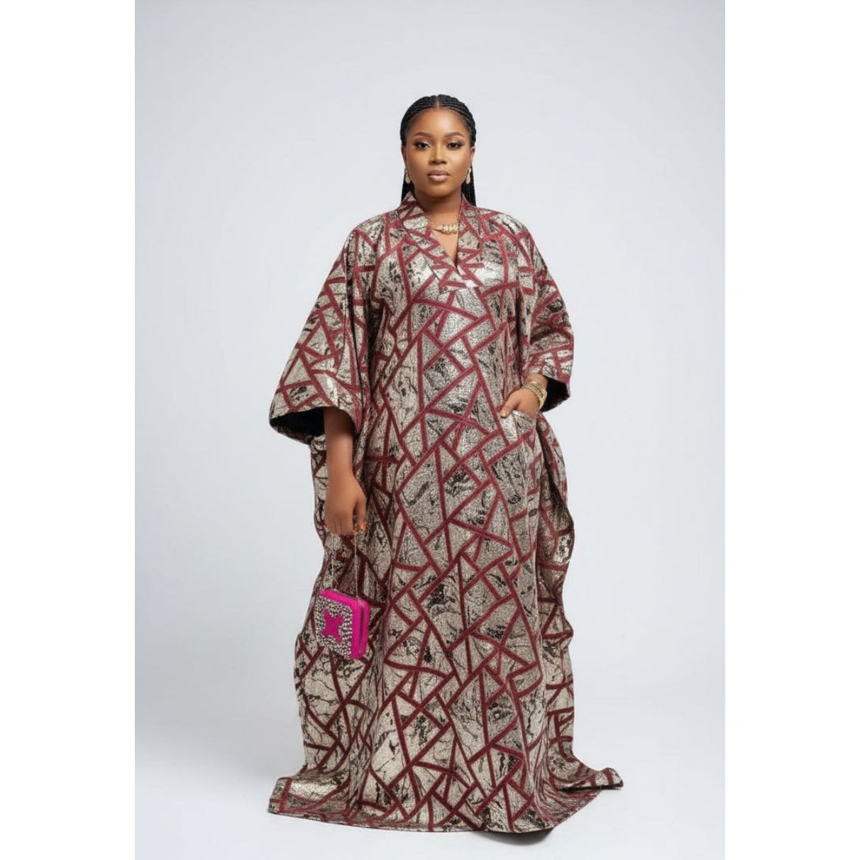Woman's Geometric Print Kaftan Dress