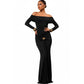 Plus Size Off-Shoulder Long-Sleeve Maxi Dress