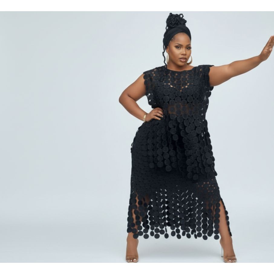 Ladies Circo Fringe Circular Cutout Top and Skirt Set