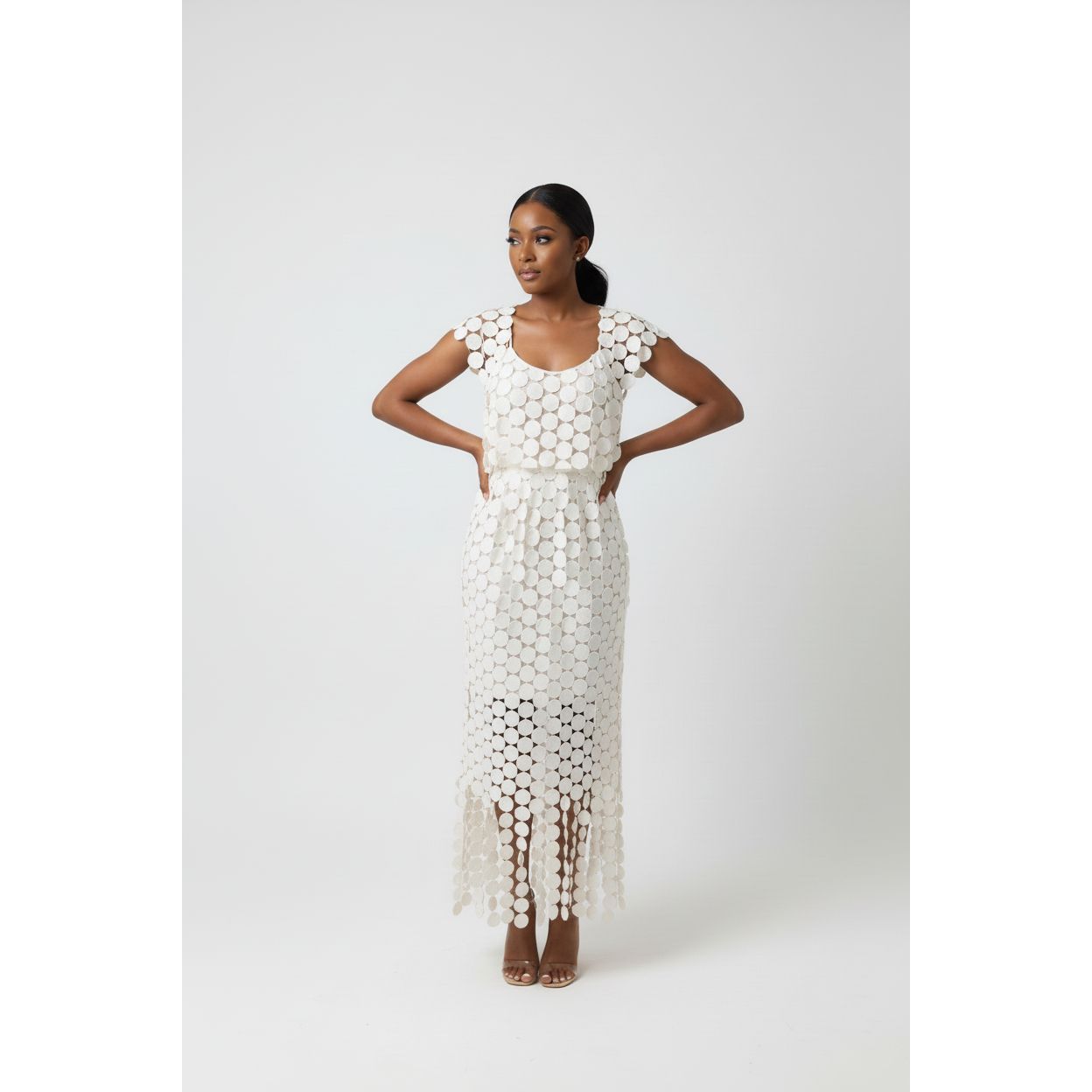 Ladies Circo Fringe Circular Cutout Top and Skirt Set