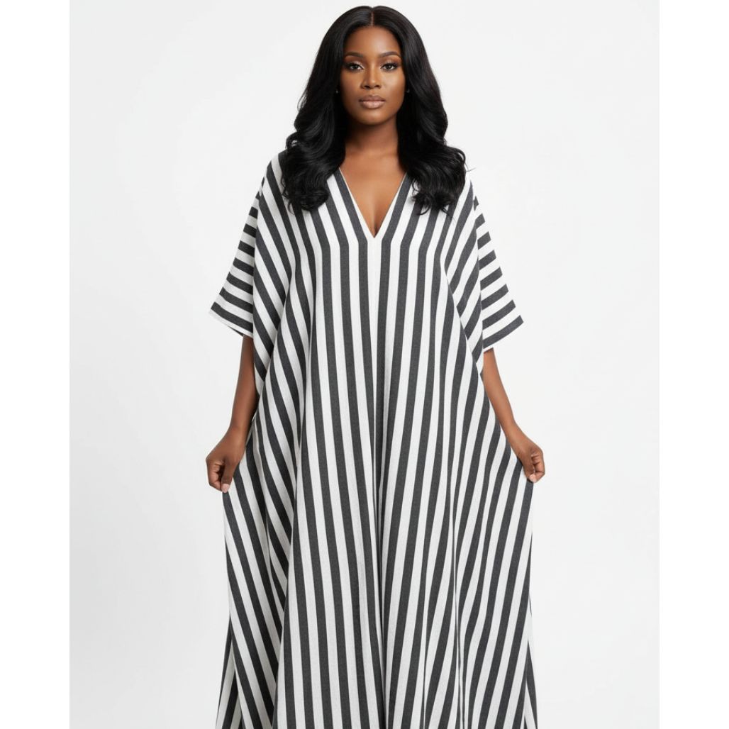 Loose-Fitting Tunic Striped Maxi Dress