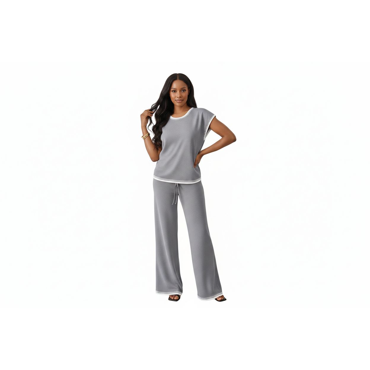Contrast Trim Two-Piece Loungewear Set