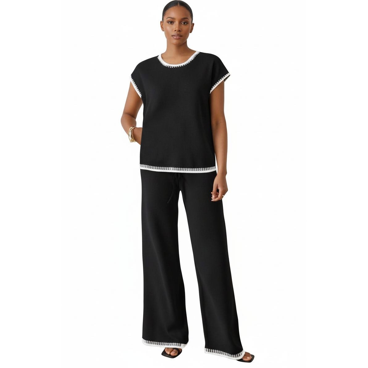 Contrast Trim Two-Piece Loungewear Set