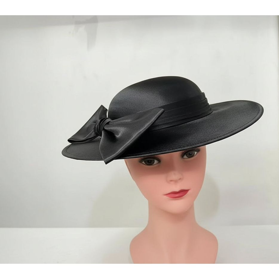 Vintage French Style Wide-Brimmed Formal Hat
