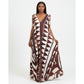 Sleeveless Geometric Pattern V-Neck Maxi Dress