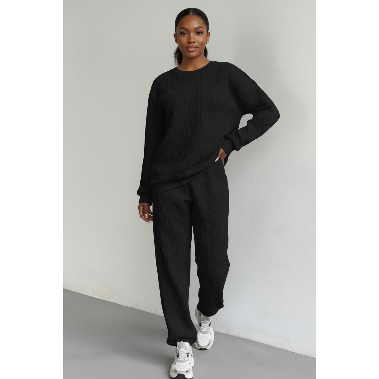 Knitted Loungewear Sweater & Wide-Leg Pants