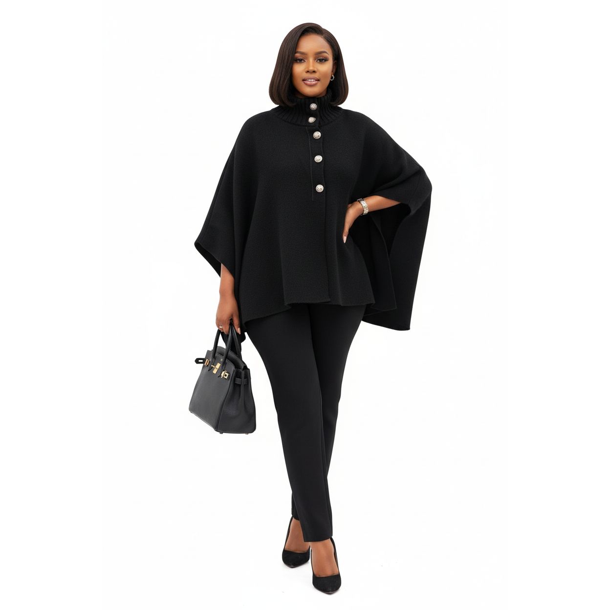 Knitted Cape & Trouser Two-Piece Set