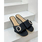 Slide Sandals with Rhinestone Buckle