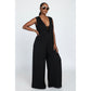 Sleeveless Tie-Front Detail Wide-Leg Jumpsuit