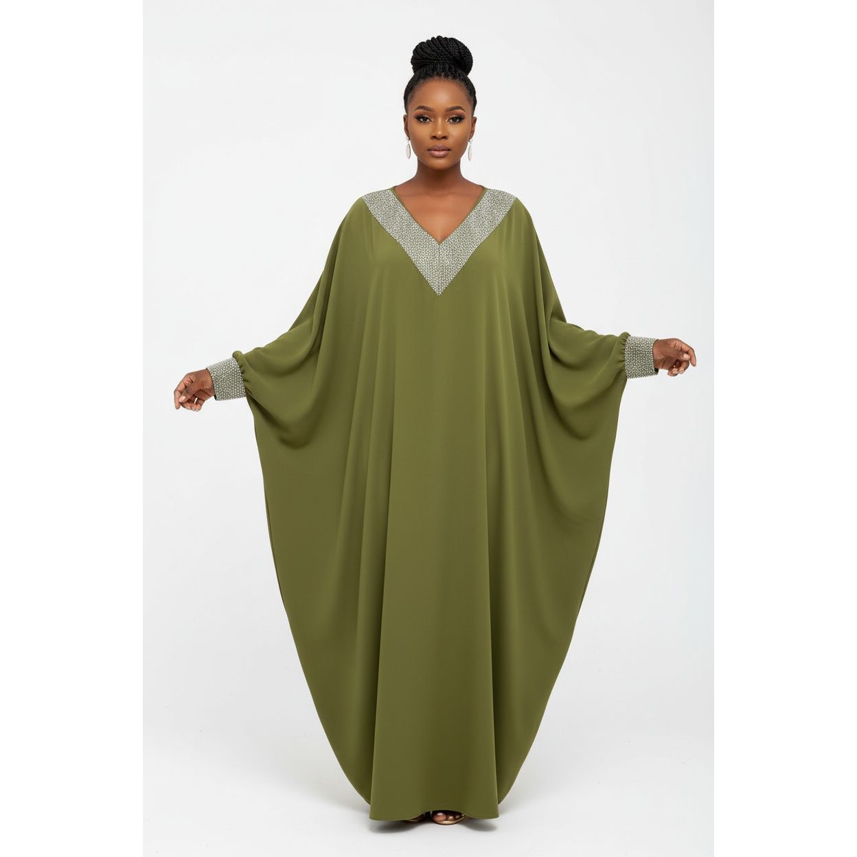 Plus-Size Loose-Fit Kaftan Gown