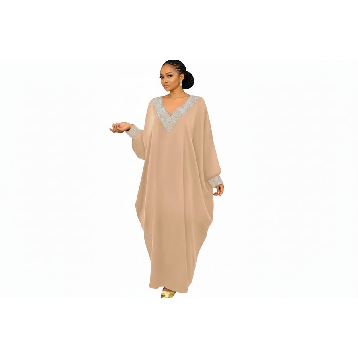 Plus-Size Loose-Fit Kaftan Gown