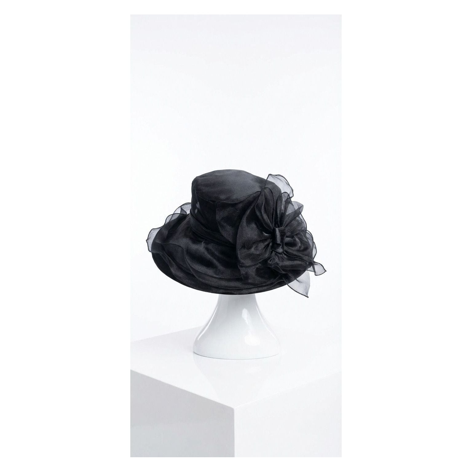 Pleat Trim Wide Brim Hat