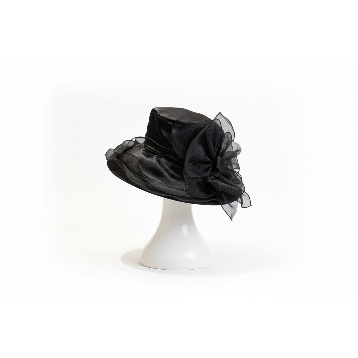 Pleat Trim Wide Brim Hat