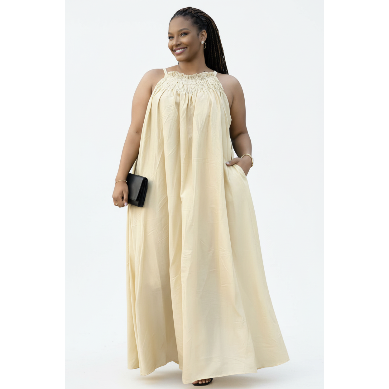 Sleeveless Pleated Summer Maxi Dress