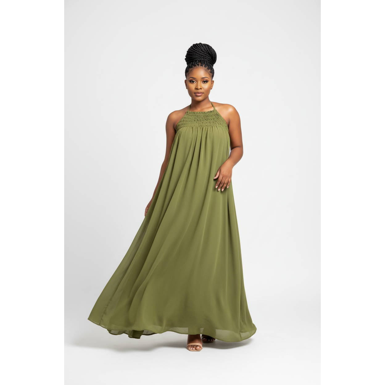 Sleeveless Pleated Summer Maxi Dress