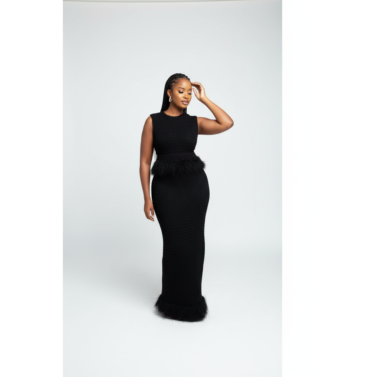 Elegant Crochet Top And Bodycon Maxi Skirt Set