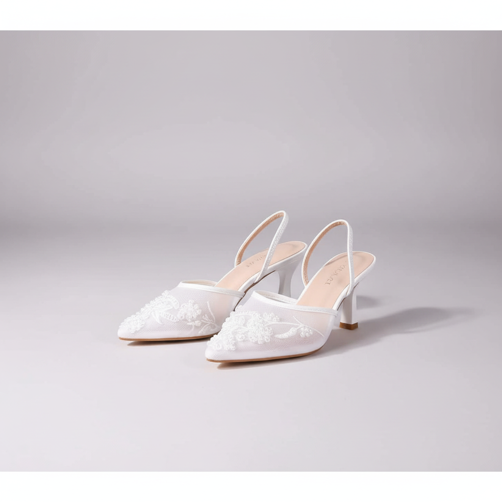 Slingback shoes with stiletto Solid Color Heel.