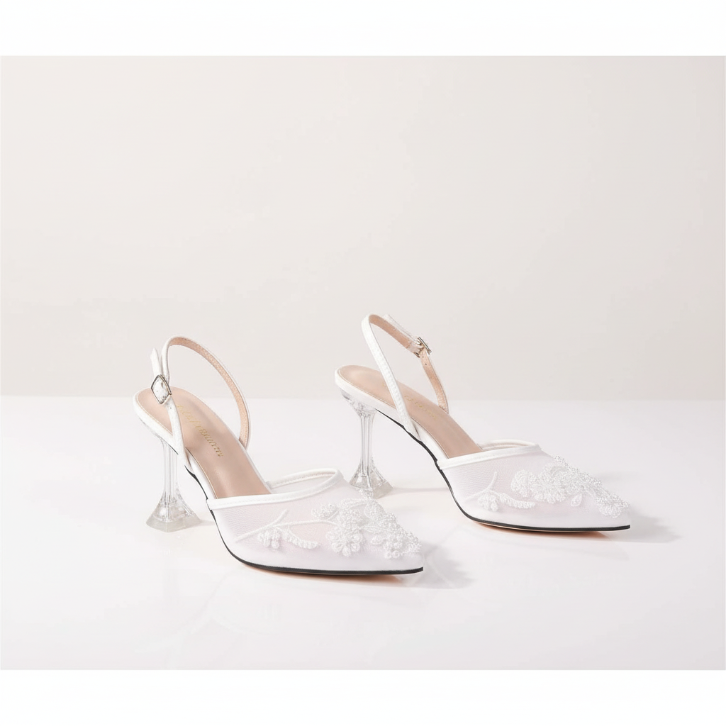 Slingback shoes with stiletto Clear Heel.