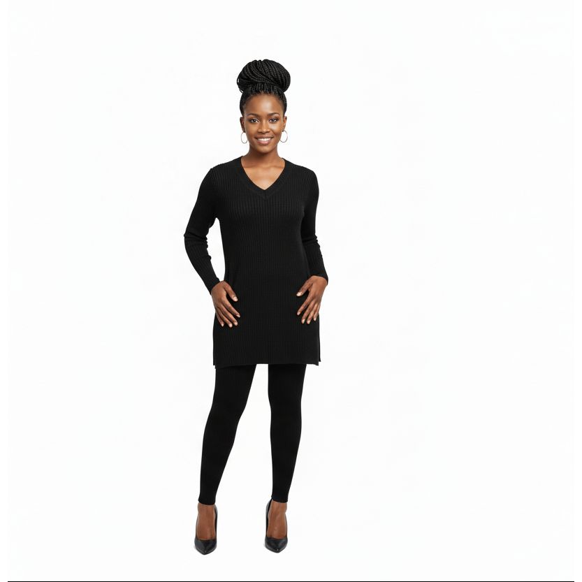 Stretchy Knit Blouse Top And Long Pants Set