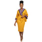 V-Neckline And Belted Waist Knee Dress