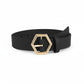 Hexagon-Shaped Gold Buckle Belt