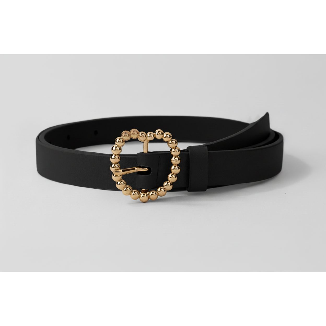 Gold Beaded Heart-Shaped Buckle Belt