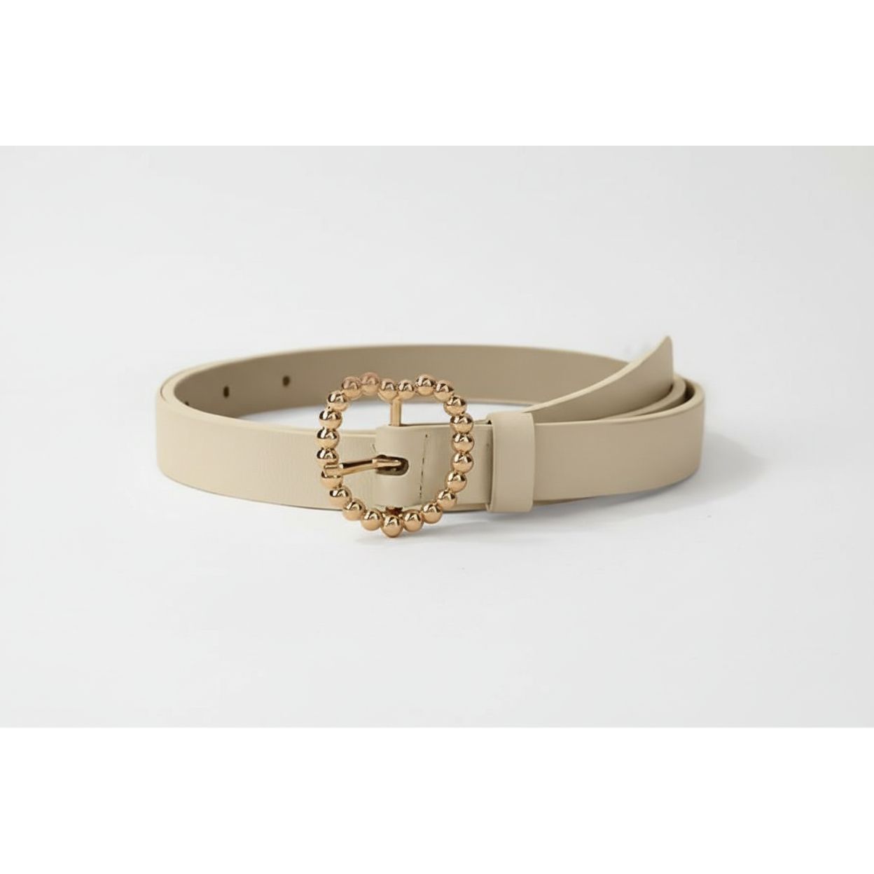 Gold Beaded Heart-Shaped Buckle Belt