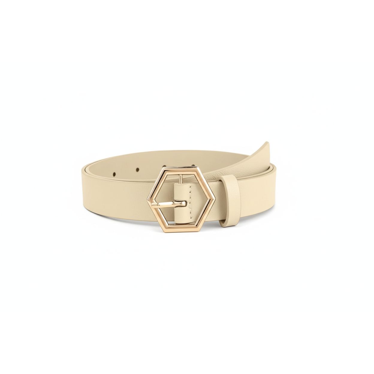 Hexagon-Shaped Gold Buckle Belt