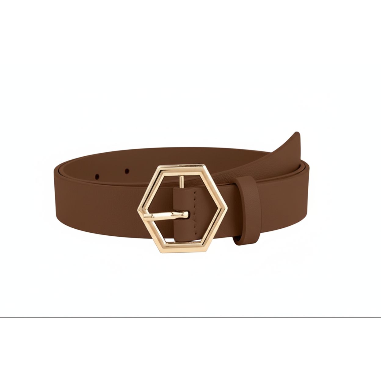Hexagon-Shaped Gold Buckle Belt