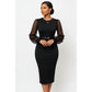 Sexy Sheer Lantern Sleeves Bodycon Dress