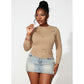 Bow Long-Sleeve Mock Neck Top