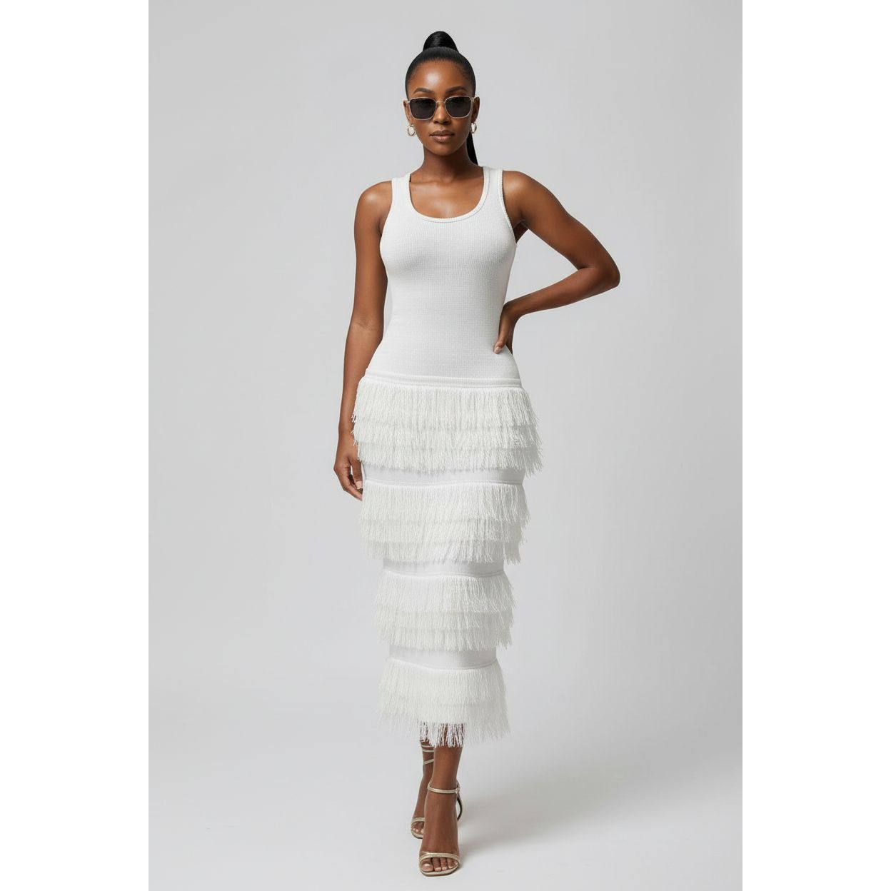 Knitted Fringe Maxi Dress