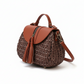 2 Tone Straw Weave Shoulder Handbag