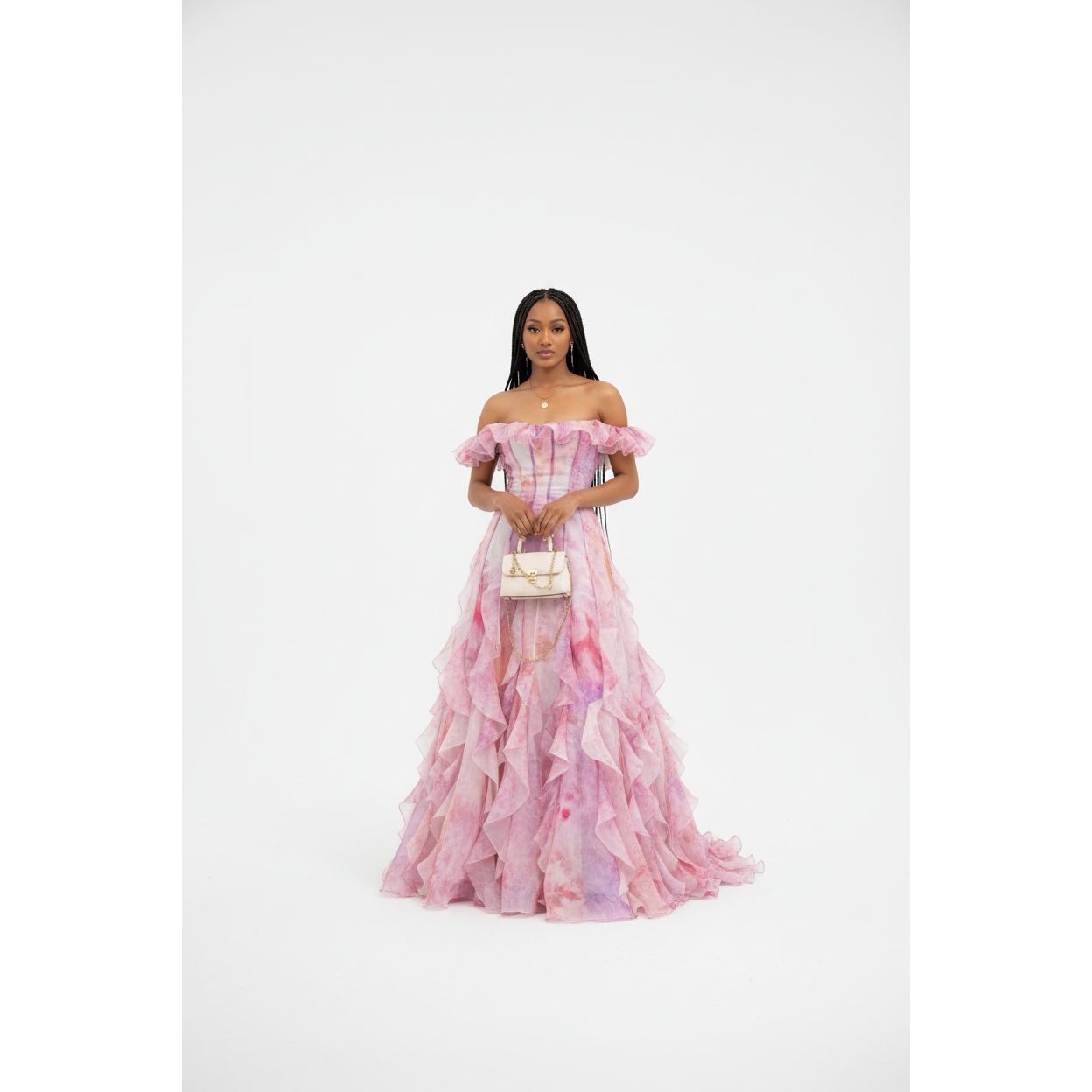 Off-Shoulder Floral Ruffled Maxi Dress