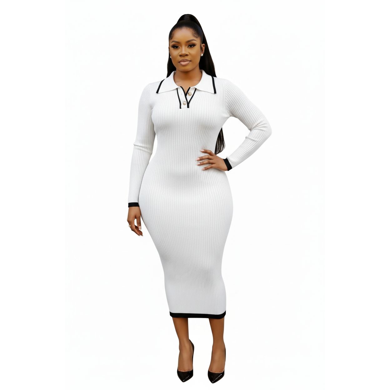 Women's Ribbed Knitted Bodycon Dress