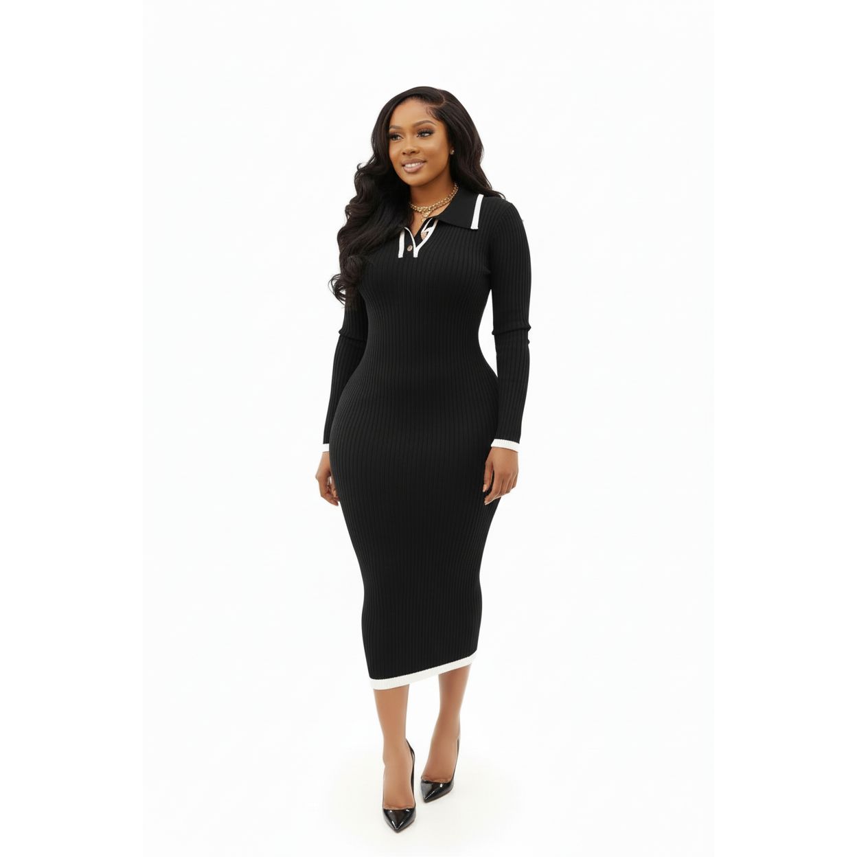 Women's Ribbed Knitted Bodycon Dress