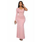 One-Shoulder Long-Sleeve Mermaid Dress