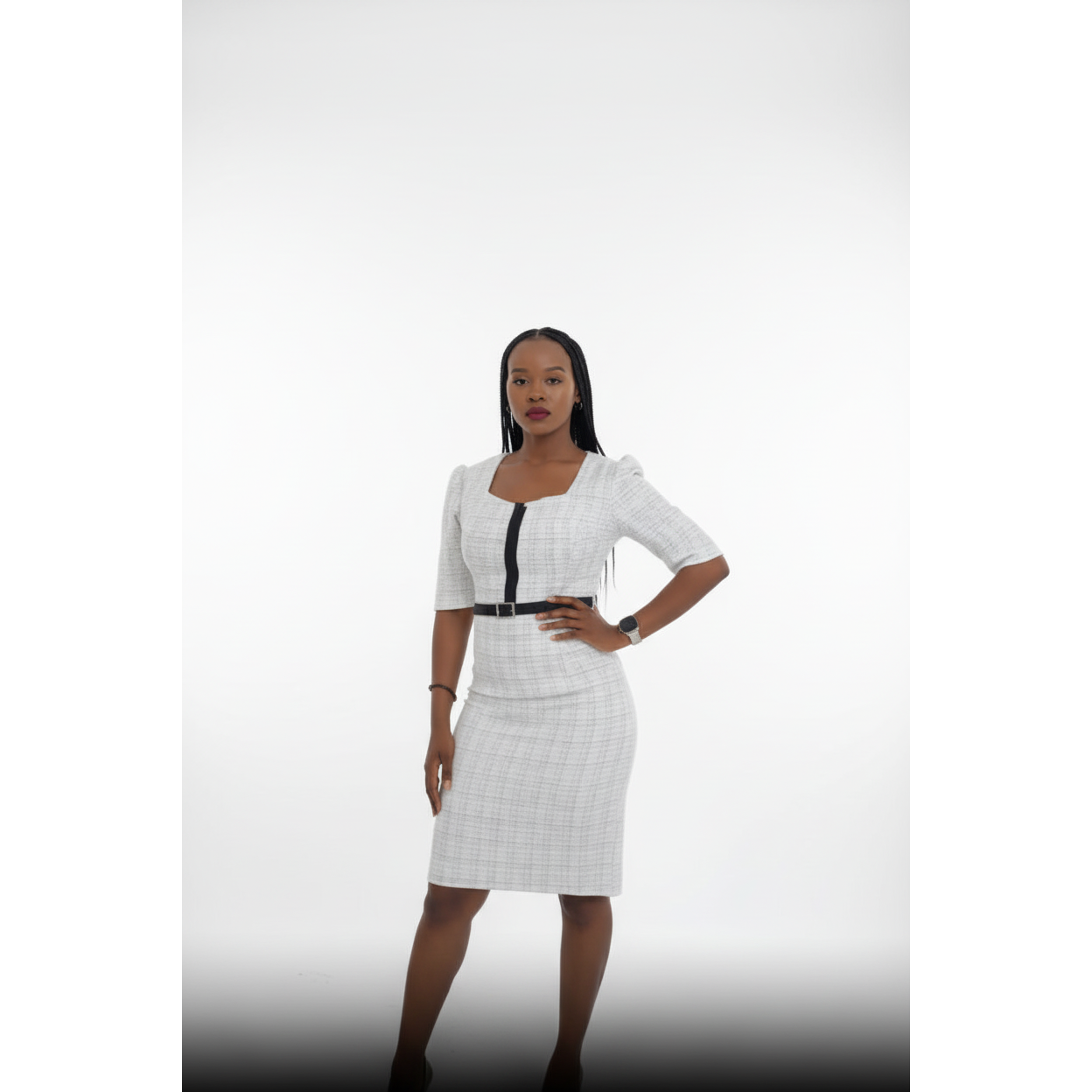 Short Sleeve Square Neck Dress