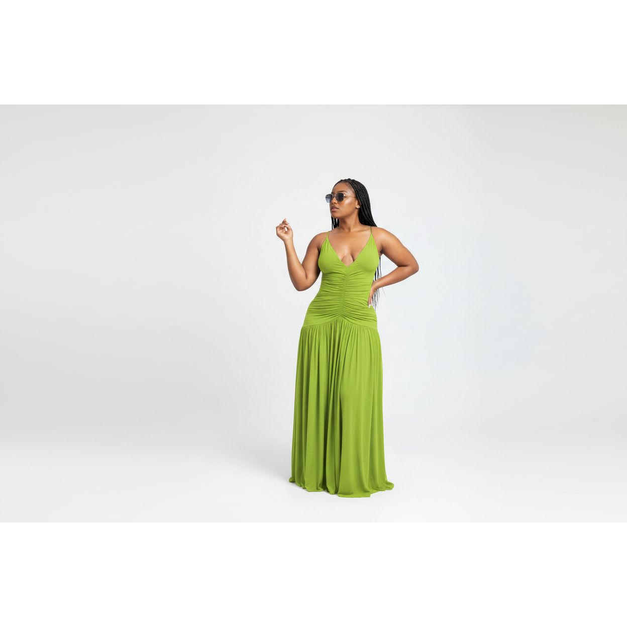 Magenta Chiffon Ruched Maxi Beach Dress