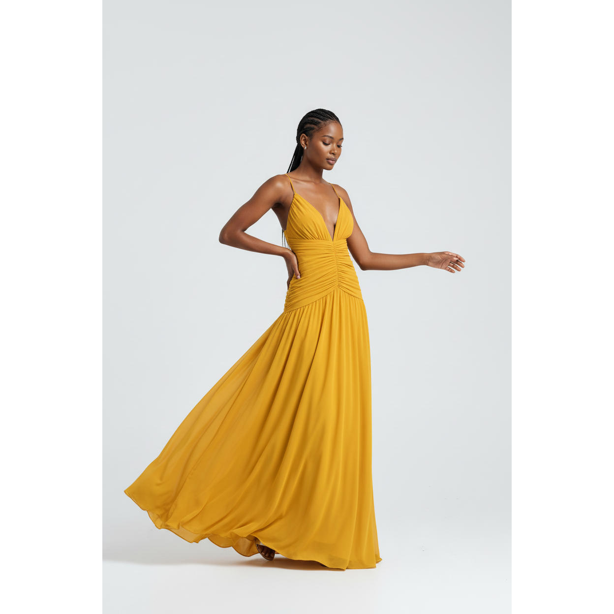 Magenta Chiffon Ruched Maxi Beach Dress