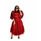 Plus Size Classy Puff Sleeve Maxi Dress