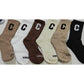 Stylish Crew Socks With Letter 'C' and "SMILE" text