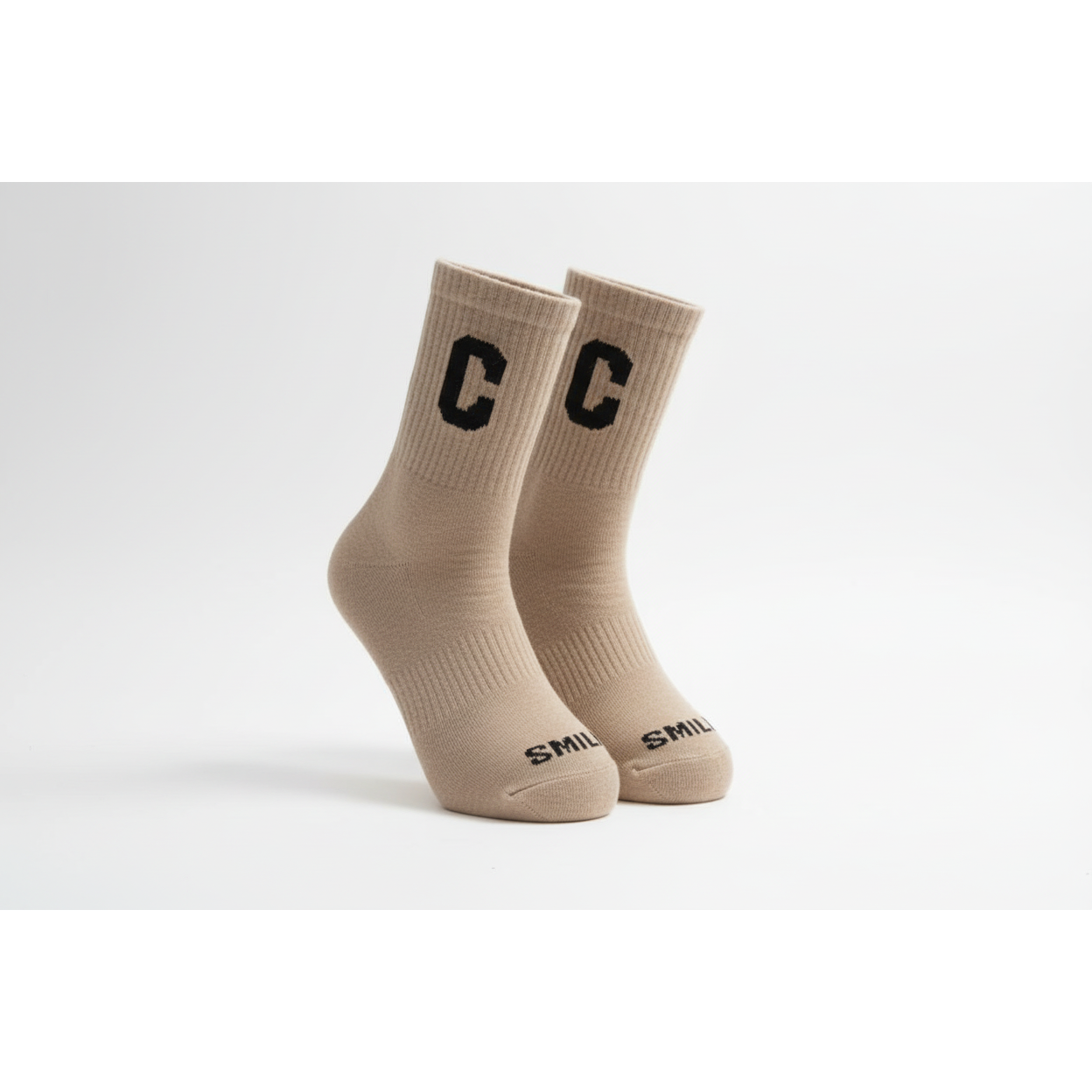 Stylish Crew Socks With Letter 'C' and "SMILE" text