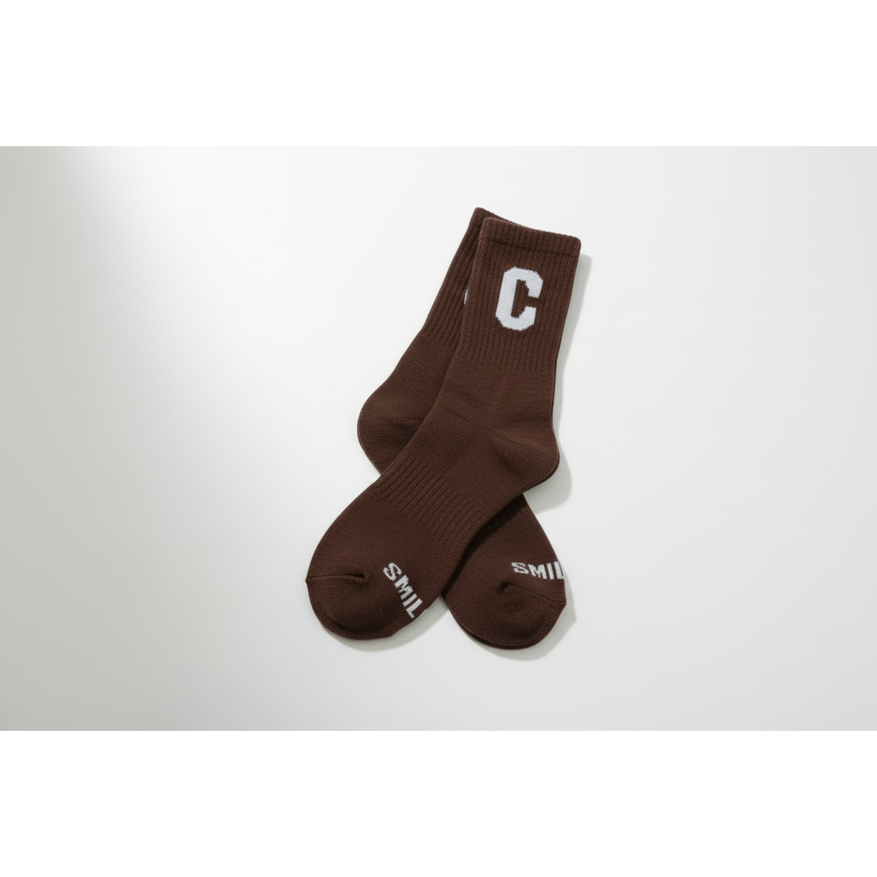 Stylish Crew Socks With Letter 'C' and "SMILE" text
