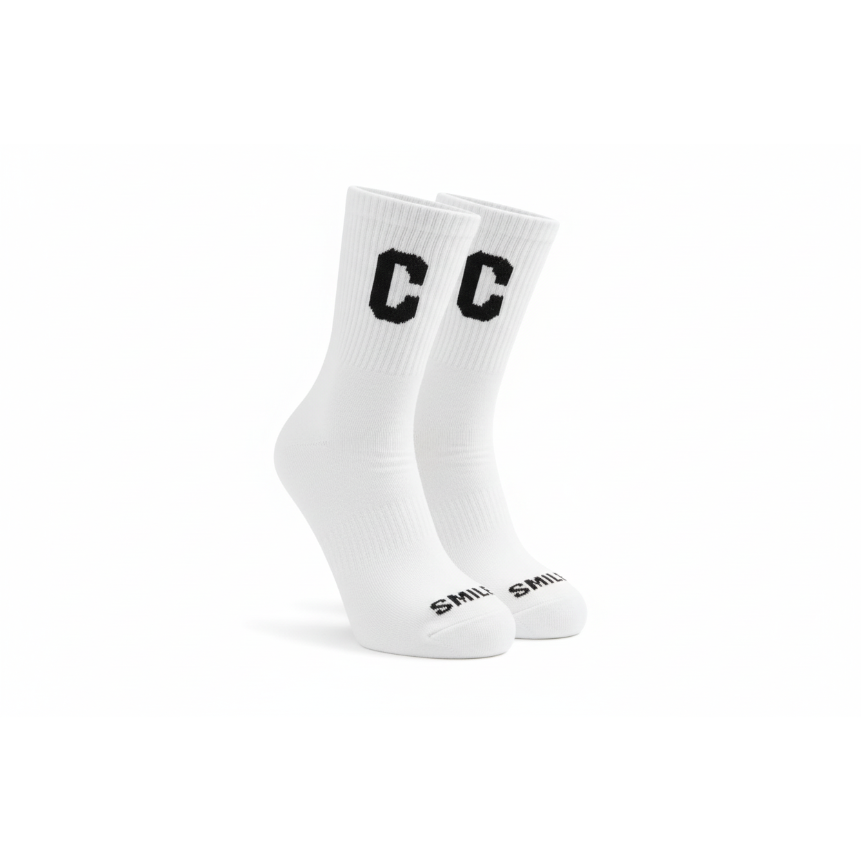 Stylish Crew Socks With Letter 'C' and "SMILE" text