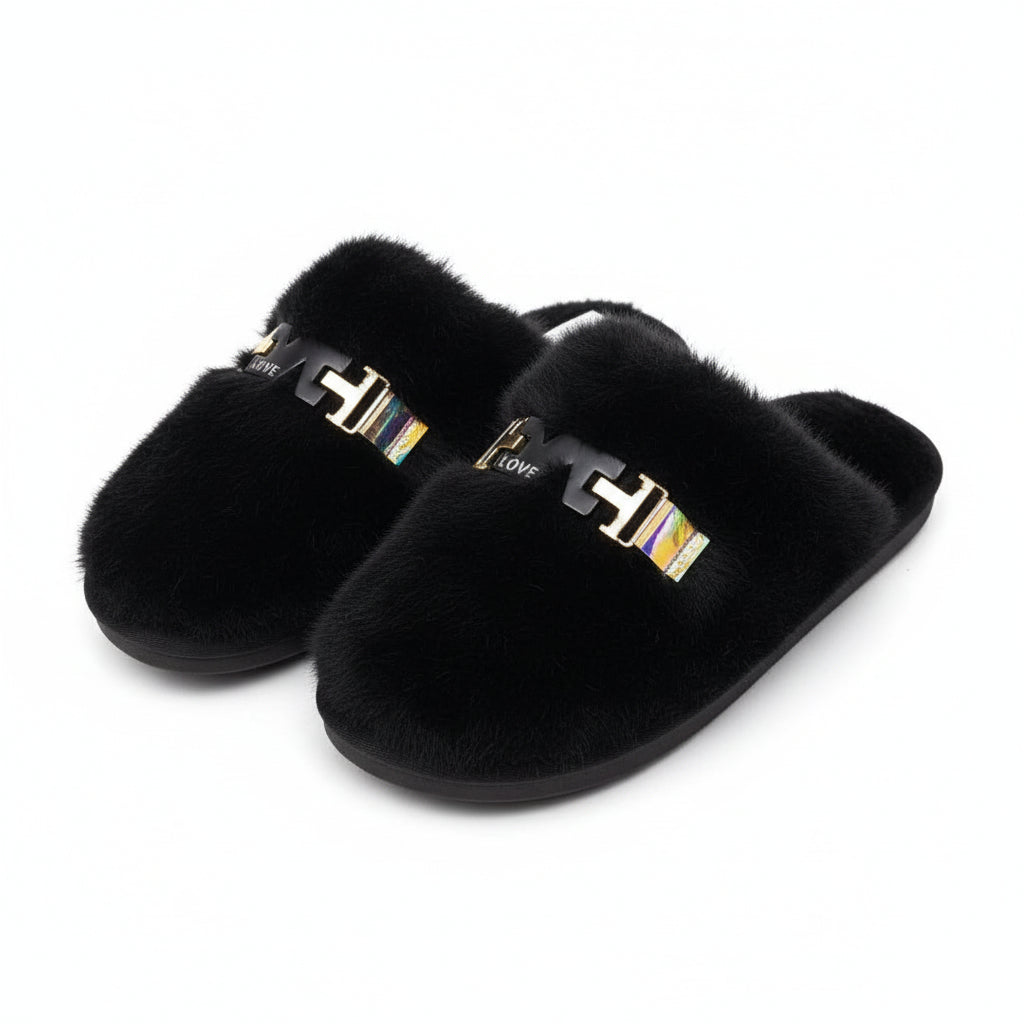 Furry Slip-on Mule Slippers