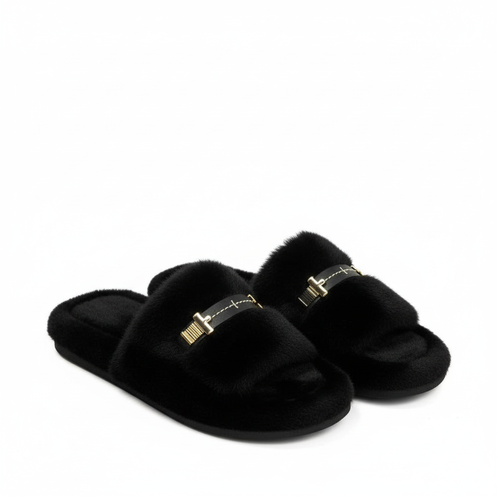 Open Toe Faux Fur Slippers Shoe