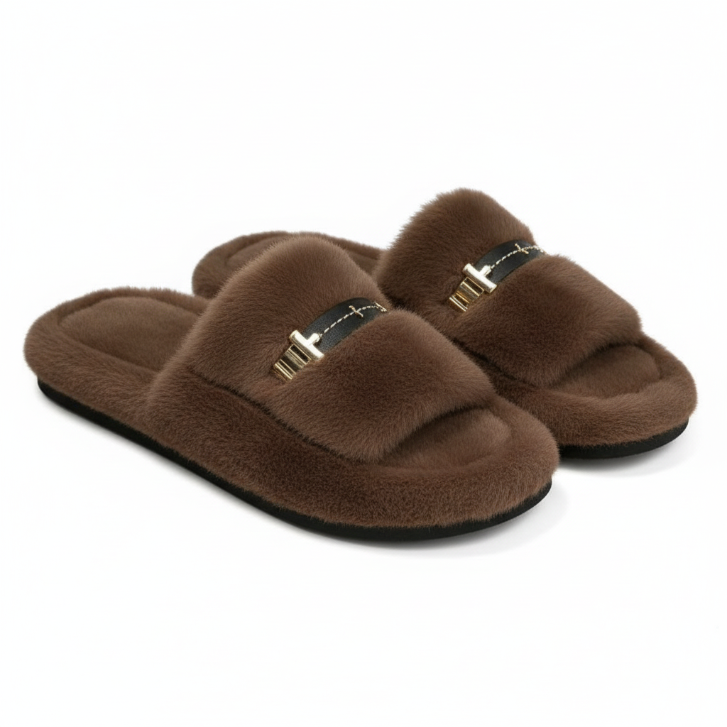 Open Toe Faux Fur Slippers Shoe
